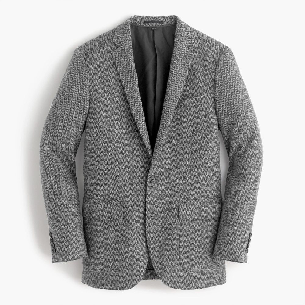 J. Crew Ludlow Blazer in Grey Herringbone English Tweed